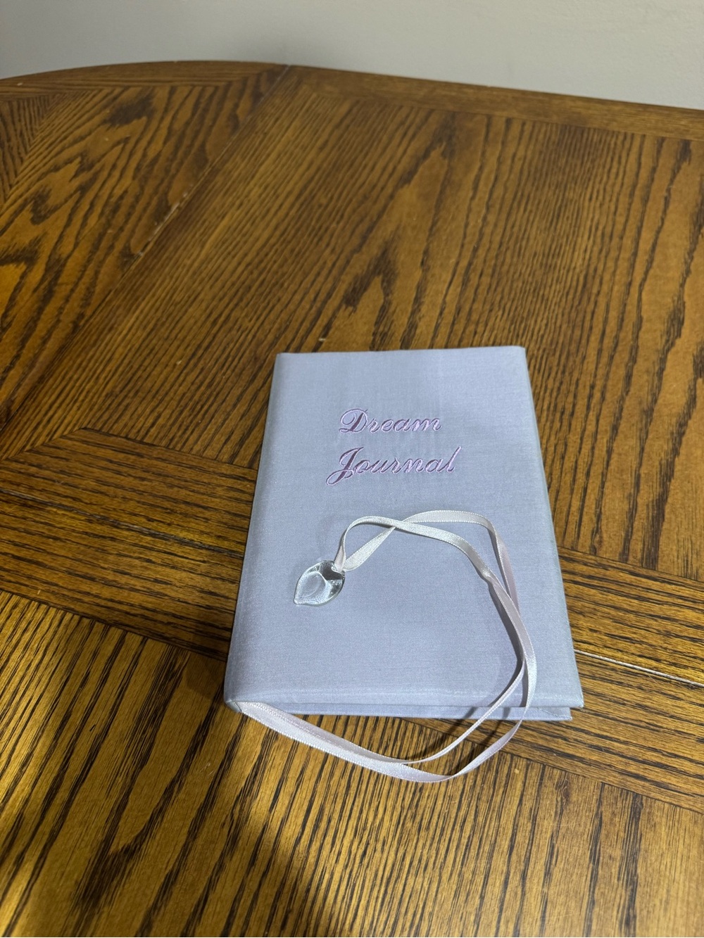 Lavender Shimmery Dream Journal with Ribbon Clear Teardrop End Bookmark